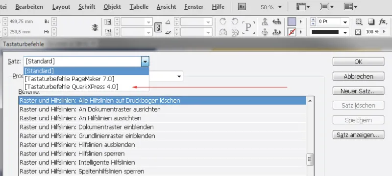 Keyboard shortcuts in InDesign