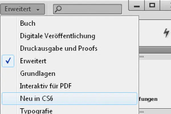 Benutzerdefinierte Menüs und Paletten in InDesign