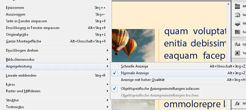 Die Anzeigequalität in InDesign