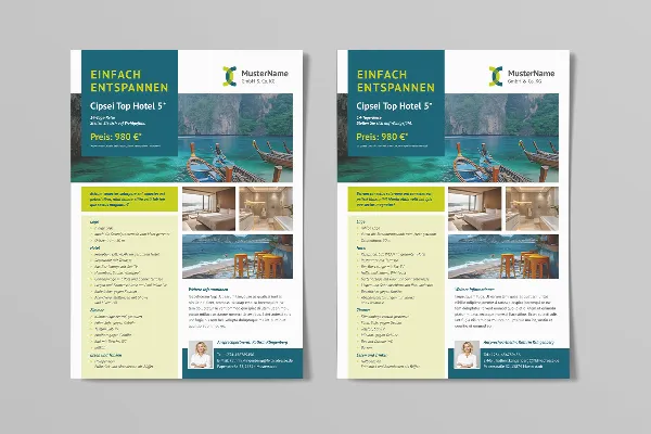 Flyer templates for travel agencies for display and shop window advertising - Variant 1