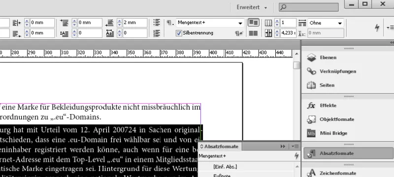 Texte erfassen in InDesign