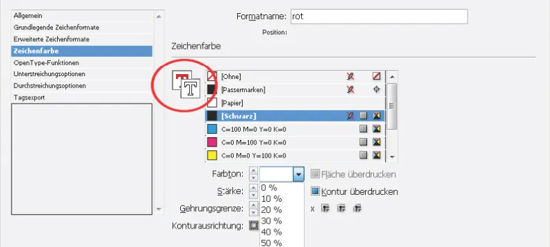 Zeichen- und Zeilenformate in InDesign