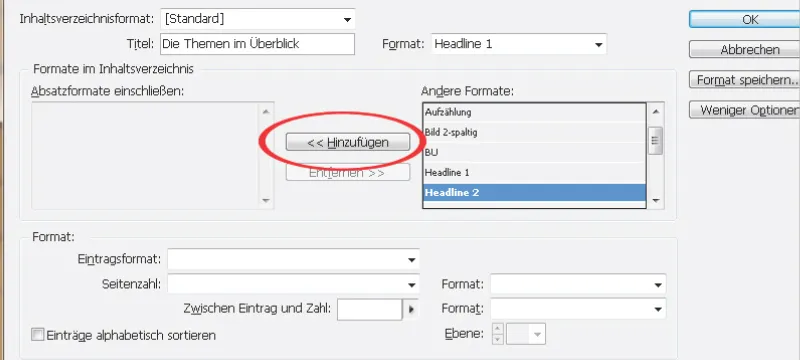 Ein Inhaltsverzeichnis erstellen in InDesign