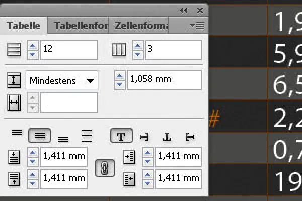 Tabulators and tables in InDesign