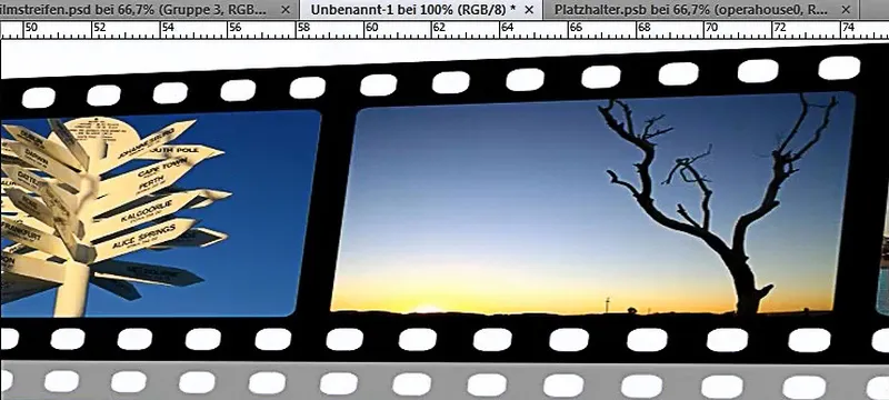 Create film strip with reflection and transformation