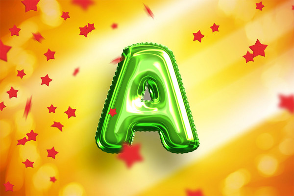 Photoshop smart object: Shiny green balloon look for texts and shapes