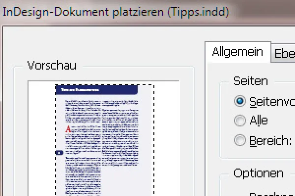 Placing files in InDesign