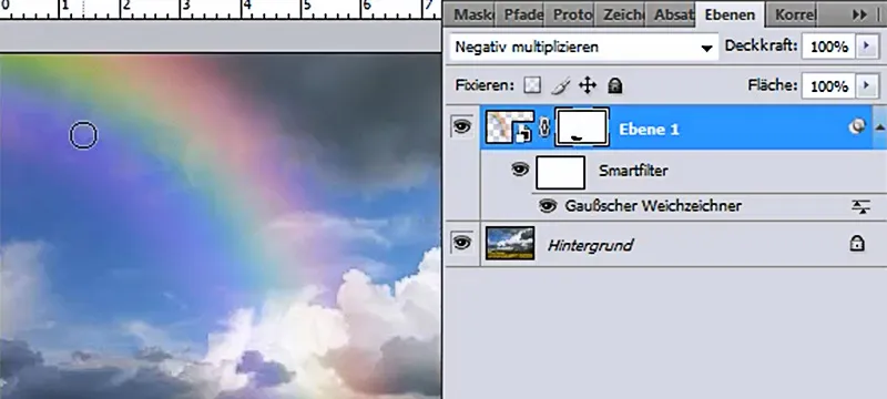 Create a realistic rainbow and montieren it into a picture