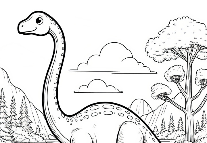 Brachiosaurus v přírodním prostředí (omalovánka)