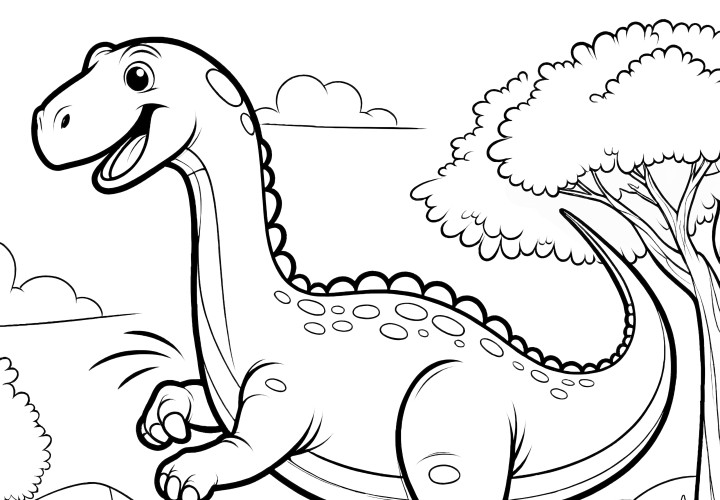 Brachiosaurus in nature (picture to color)