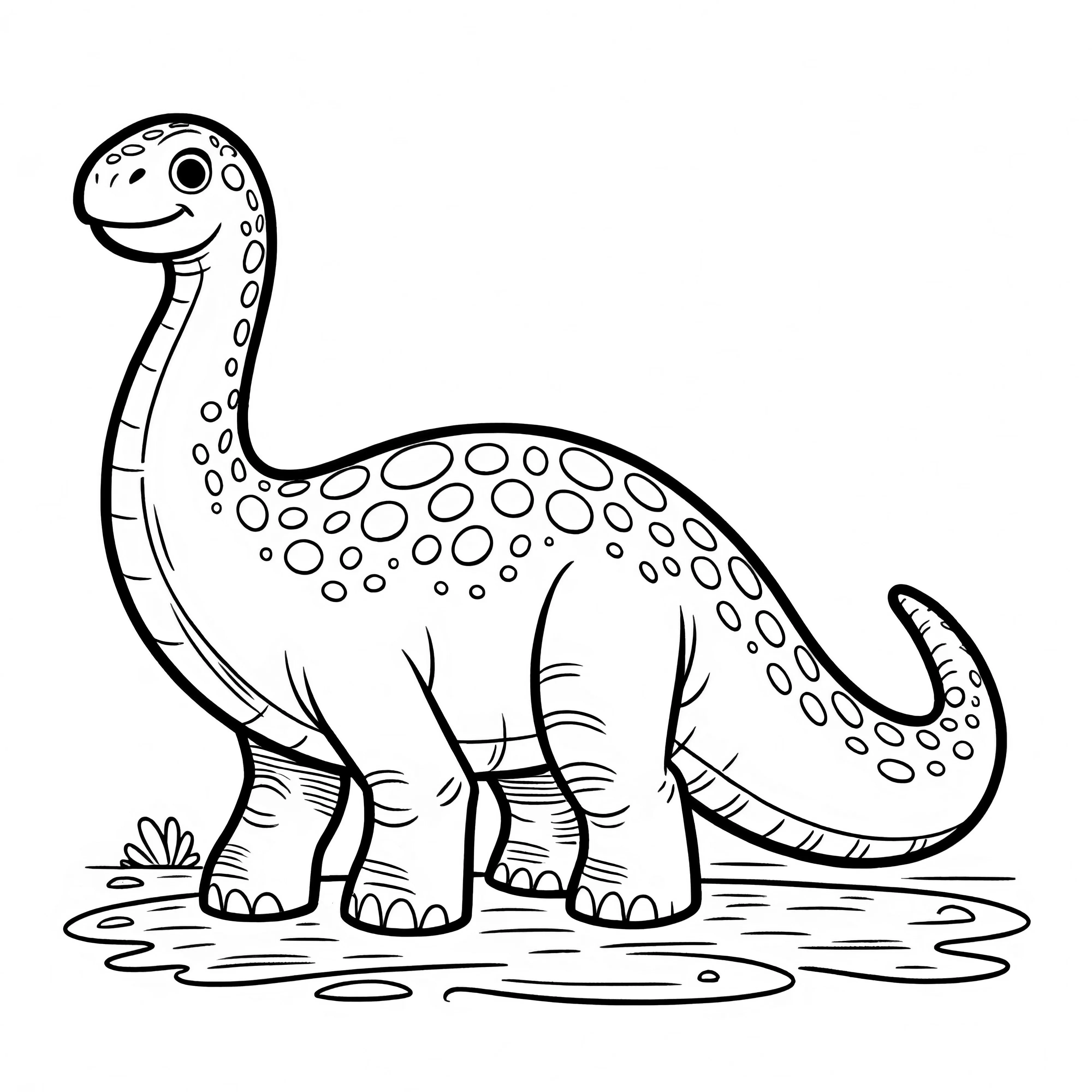 Coloring picture of a Brachiosaurus, long-necked dino for coloring