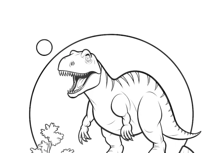 Coloring page: T-rex on rocks