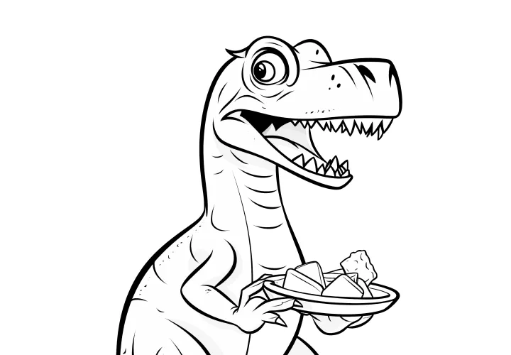 Velociraptor for coloring with plate coloring sheet