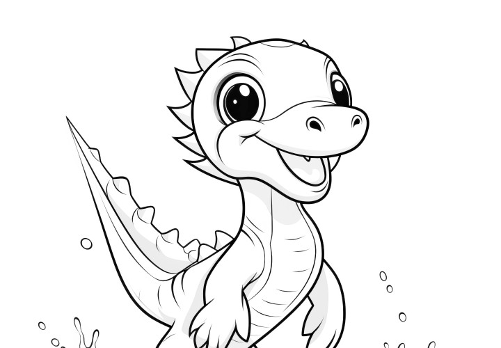 Velociraptor in the water (free coloring page)