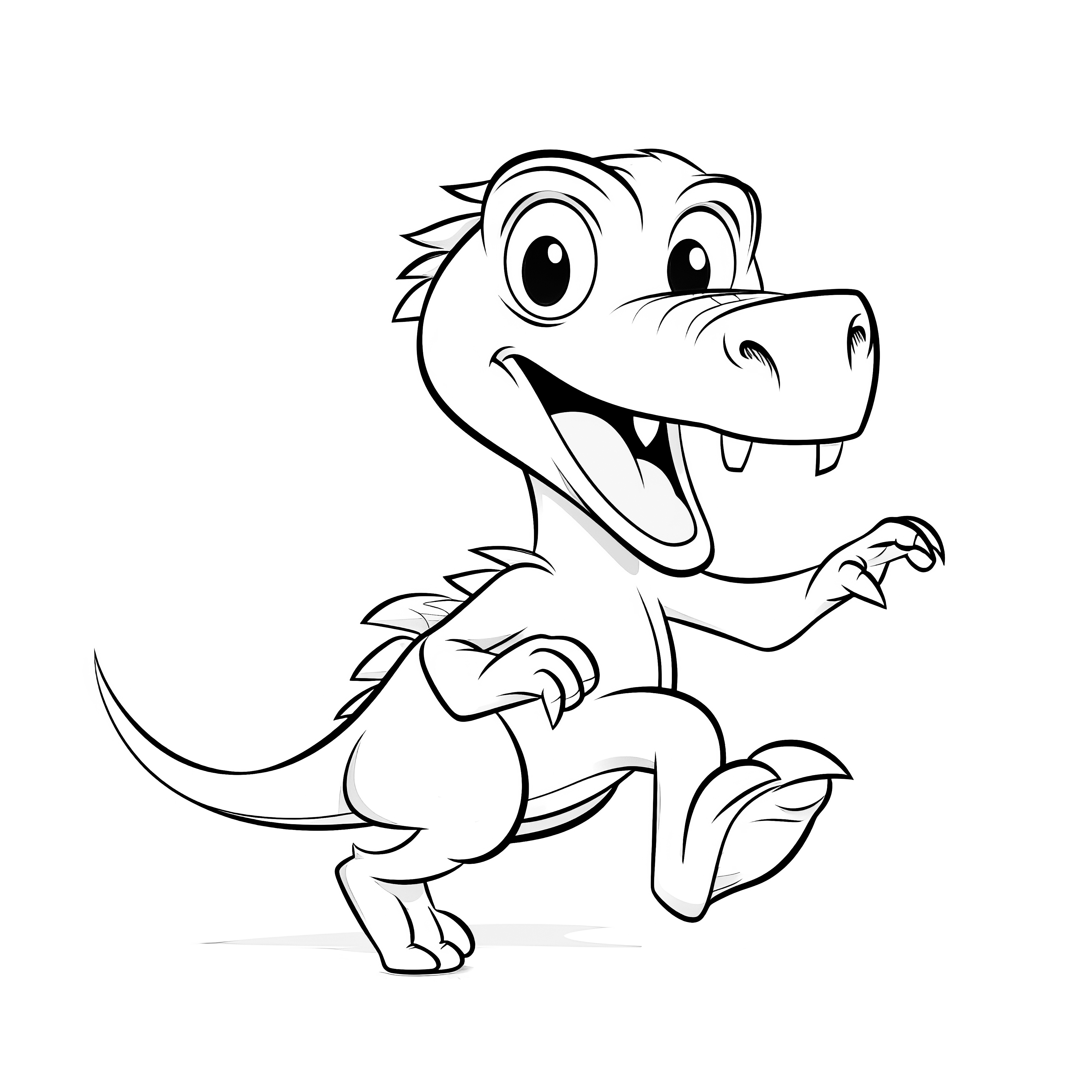 Dinosaurio feliz corriendo - imagen para colorear para descargar