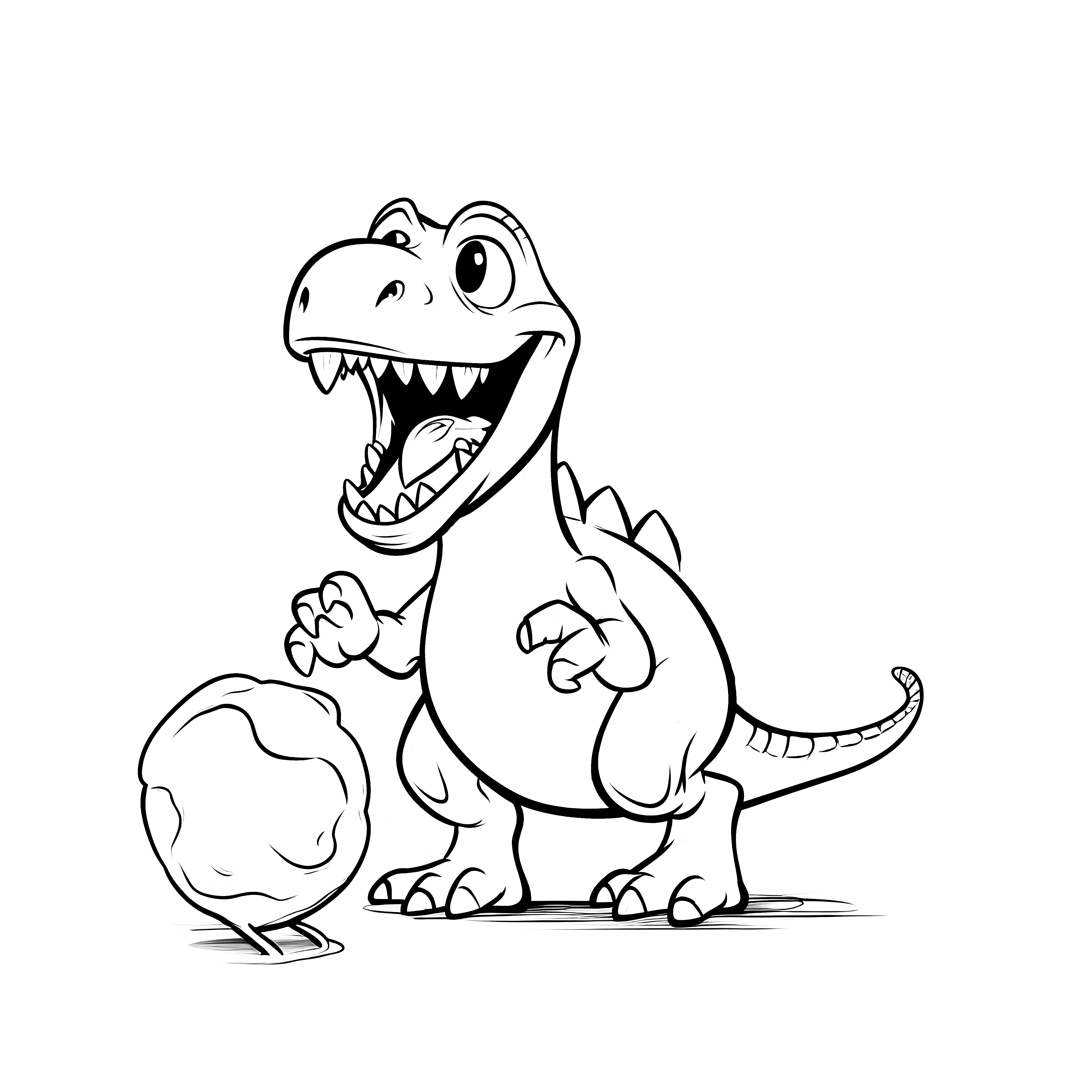 Dinosaurio con pelota - Dibujo para colorear para imprimir