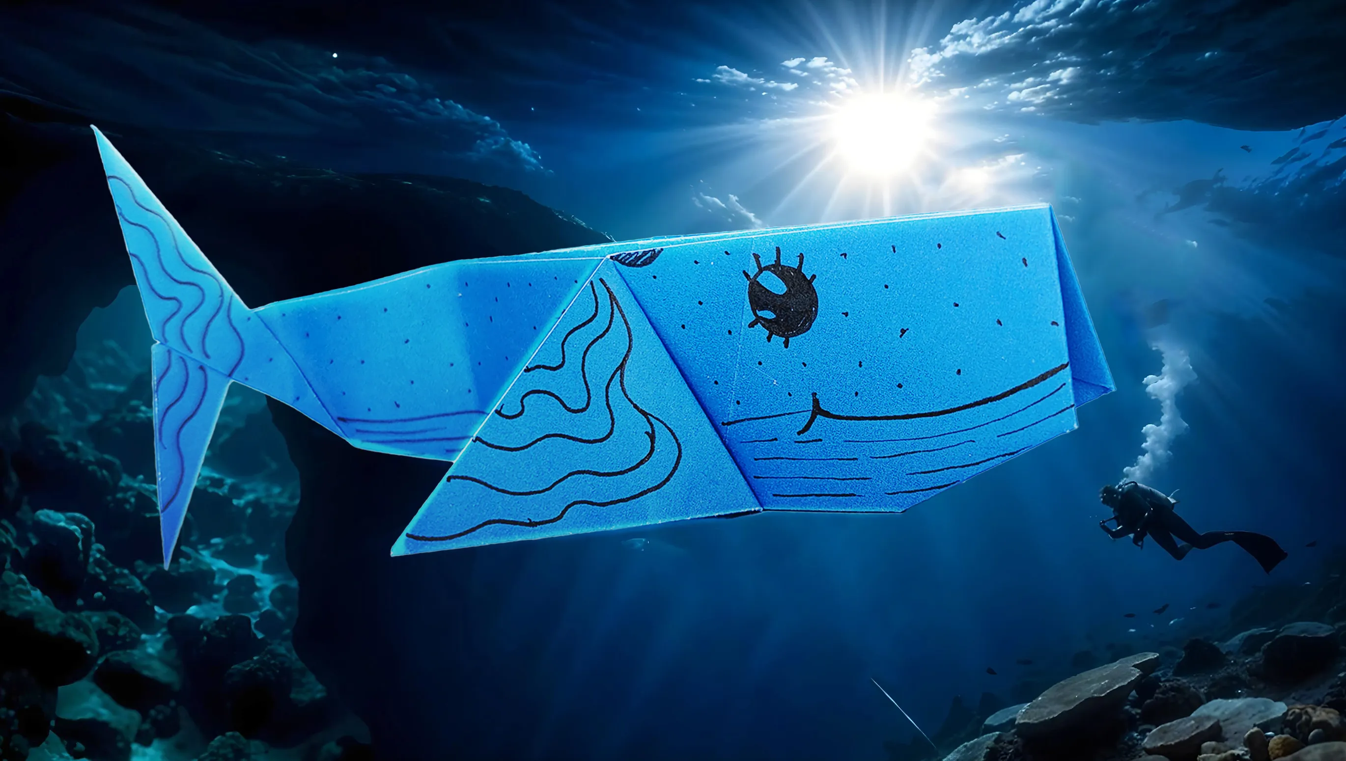 Origami whale for children - Step-by-step video tutorial for folding Origami whale for kids - Step by step video tutorial for folding