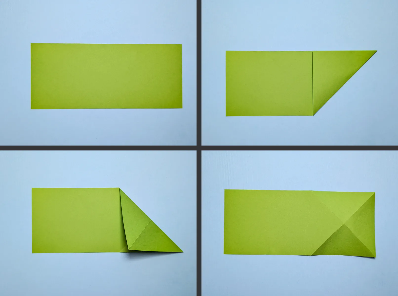 Rã de origami saltitante: instruções passo a passo com fotografias e descrição. Figura 1