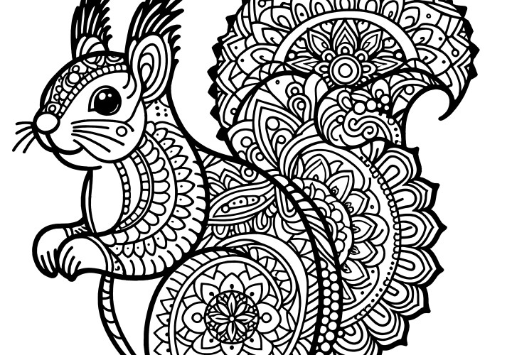 Coloriage mandala gratuit à imprimer d'un écureuil