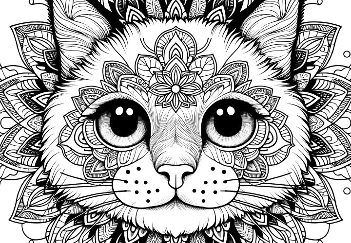 Kattenmandala: Gratis kleurplaat om af te drukken