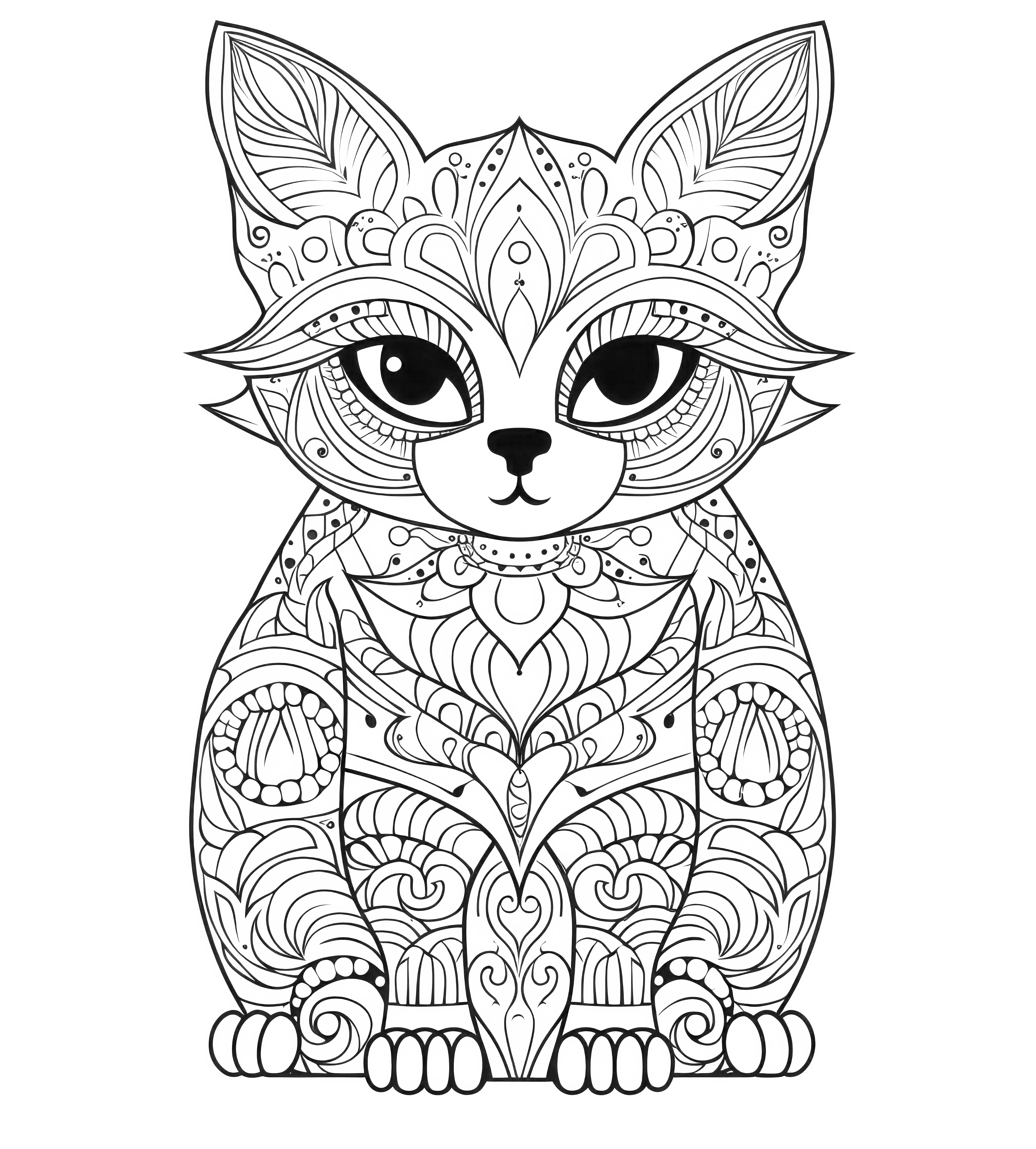 ## Coloriage gratuit de mandala de chat