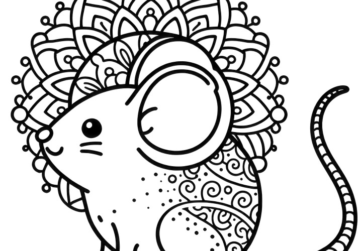 Mandala animal simple : Coloriez gratuitement la souris