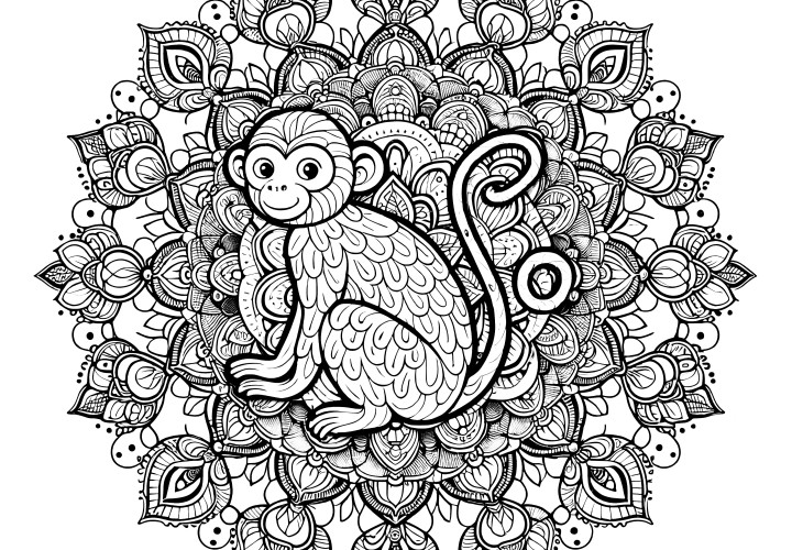 Ape-Mandala kompleks: Gratis å fargelegge