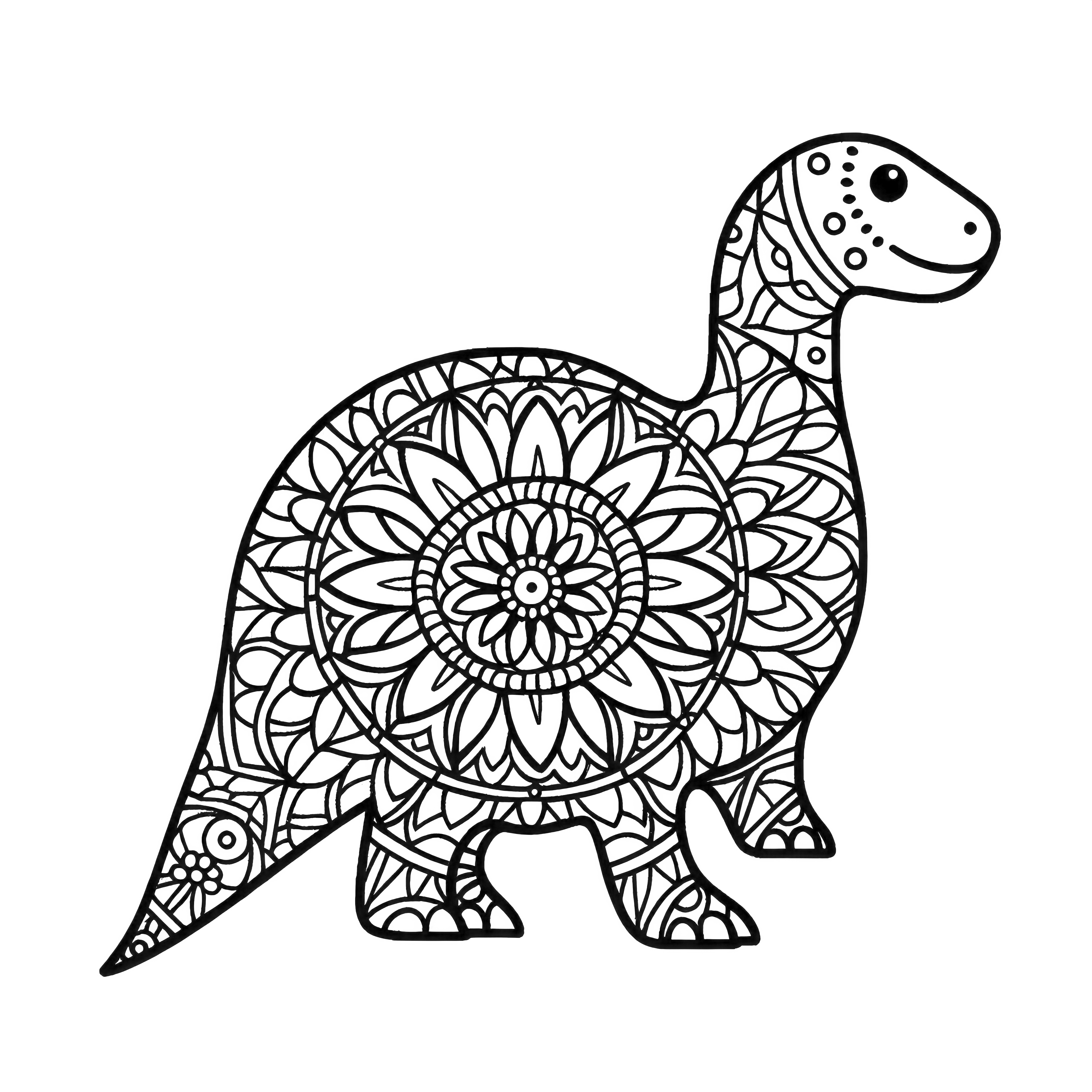 # Dinosaurus-mandala yksinkertainen värityskuva