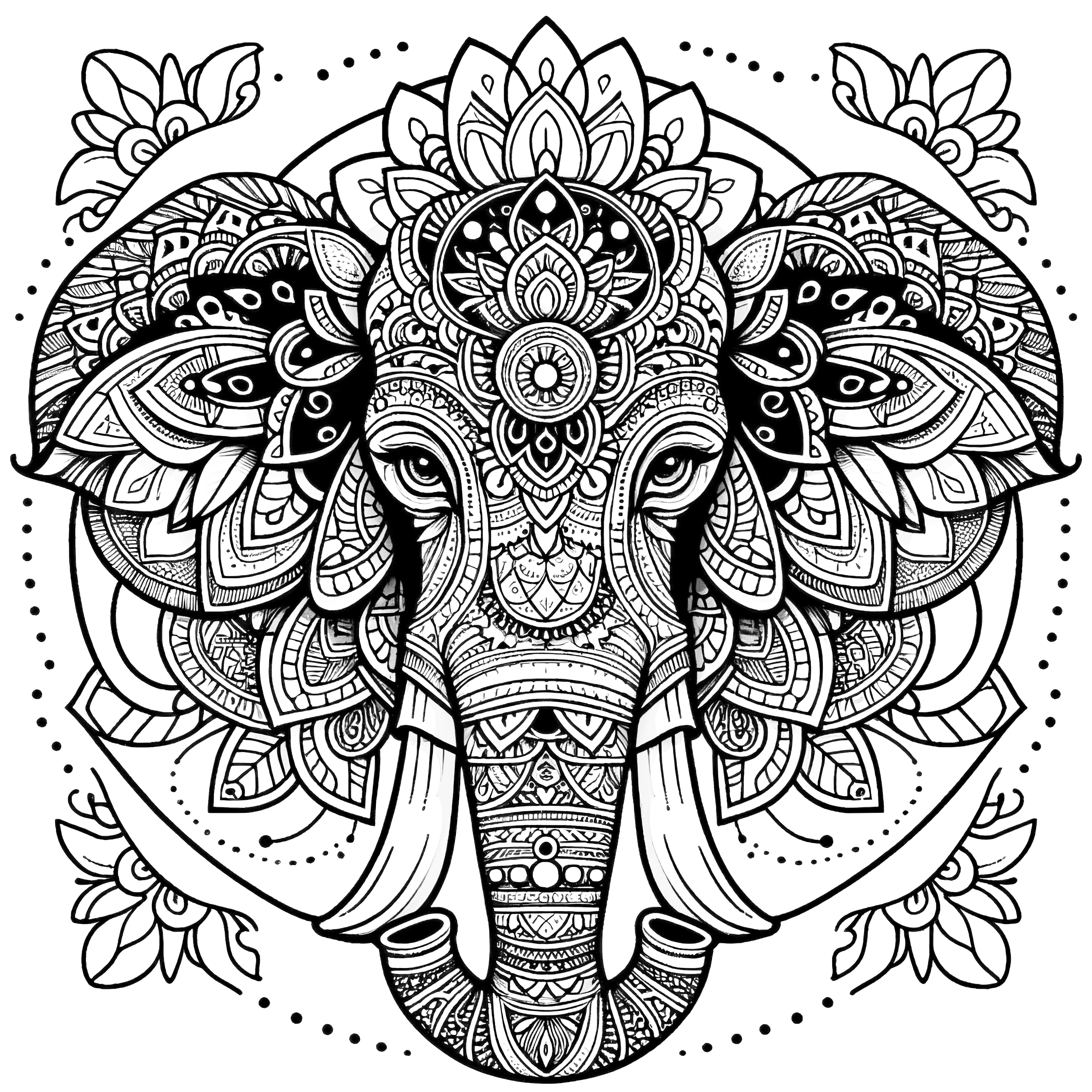 Mandala complexe d'éléphant à colorier