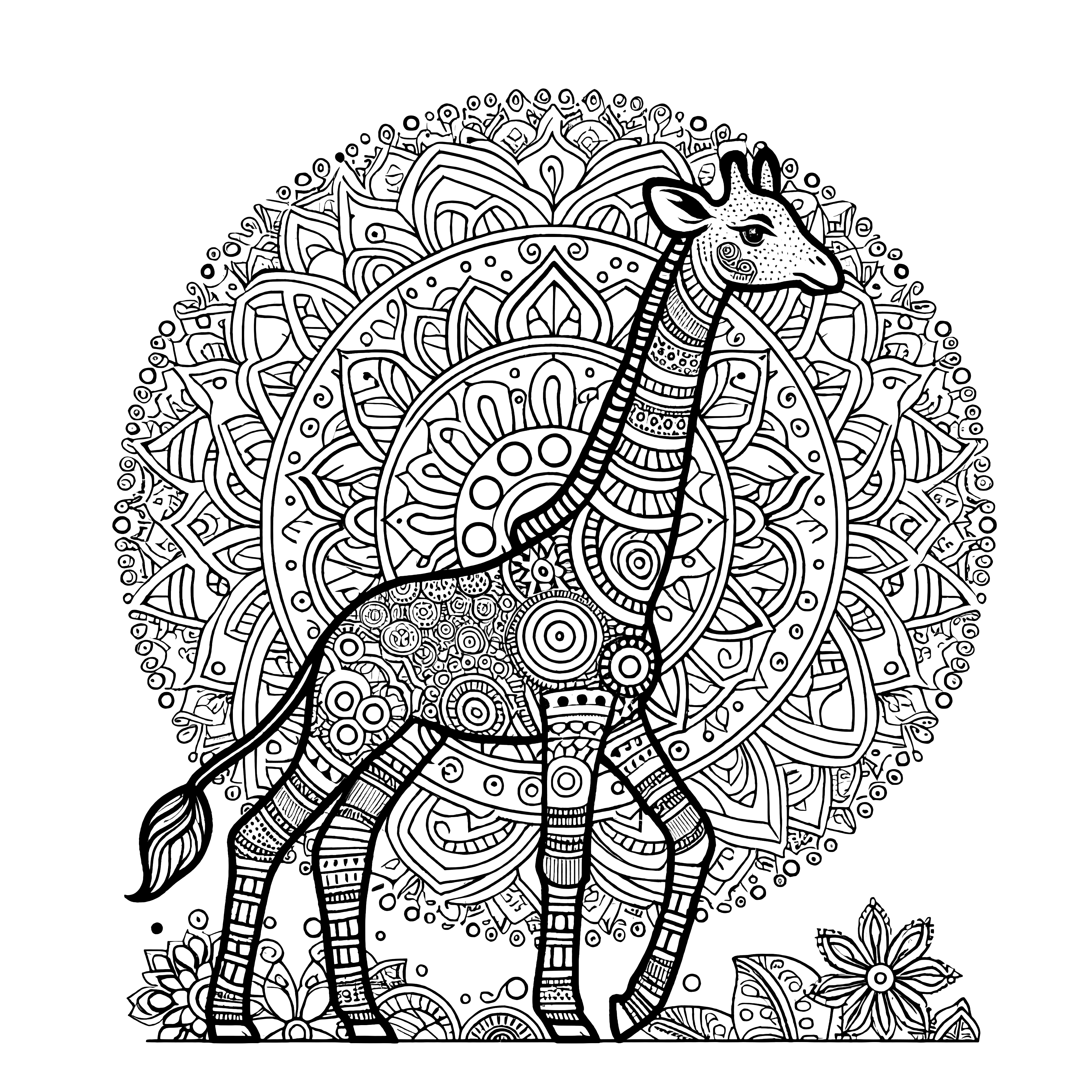 Giraff mandala gratis for fargelegging