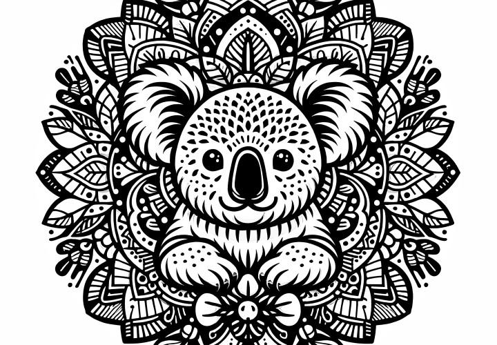 Koala-Mandala kompleks: tasuta värvimiseks