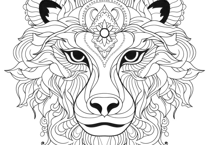 Mandala de lion simple: Gratuit à colorier