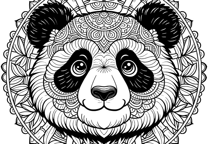 Mandala de oso panda: imagen para colorear gratis para descargar