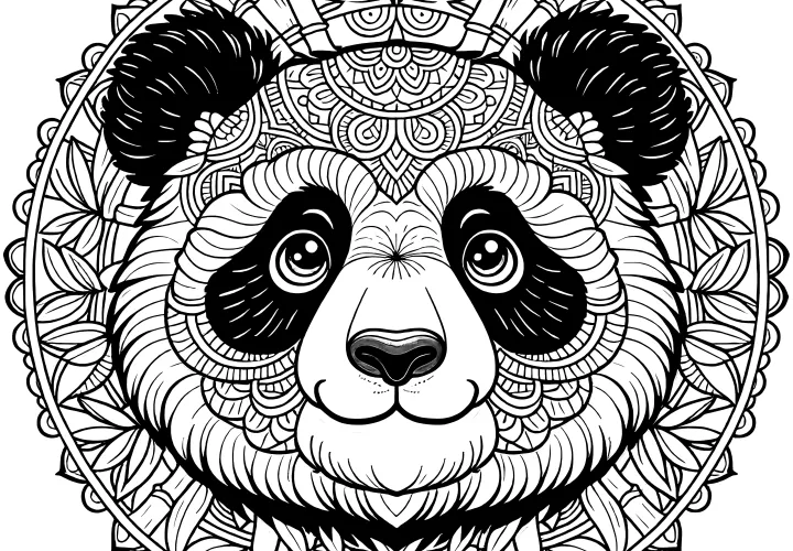 Panda-Mandala: Omalovánka zdarma ke stažení