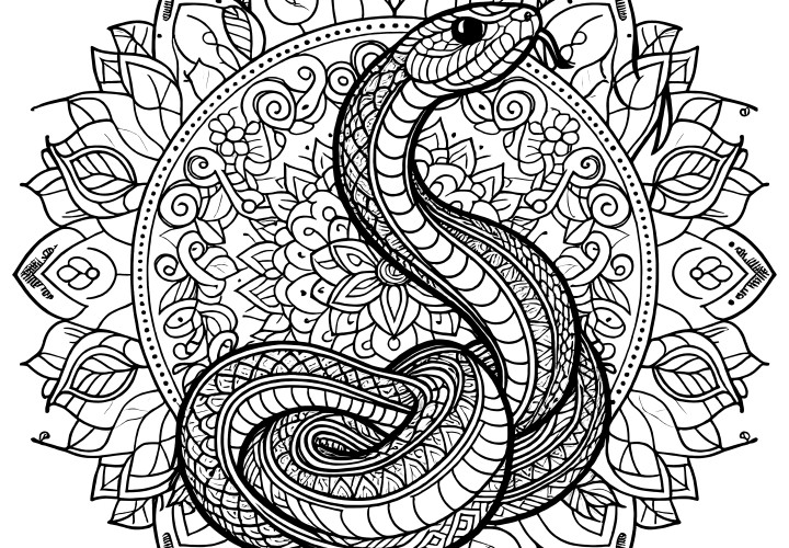 Mandala de serpent simple : à colorier et à imprimer