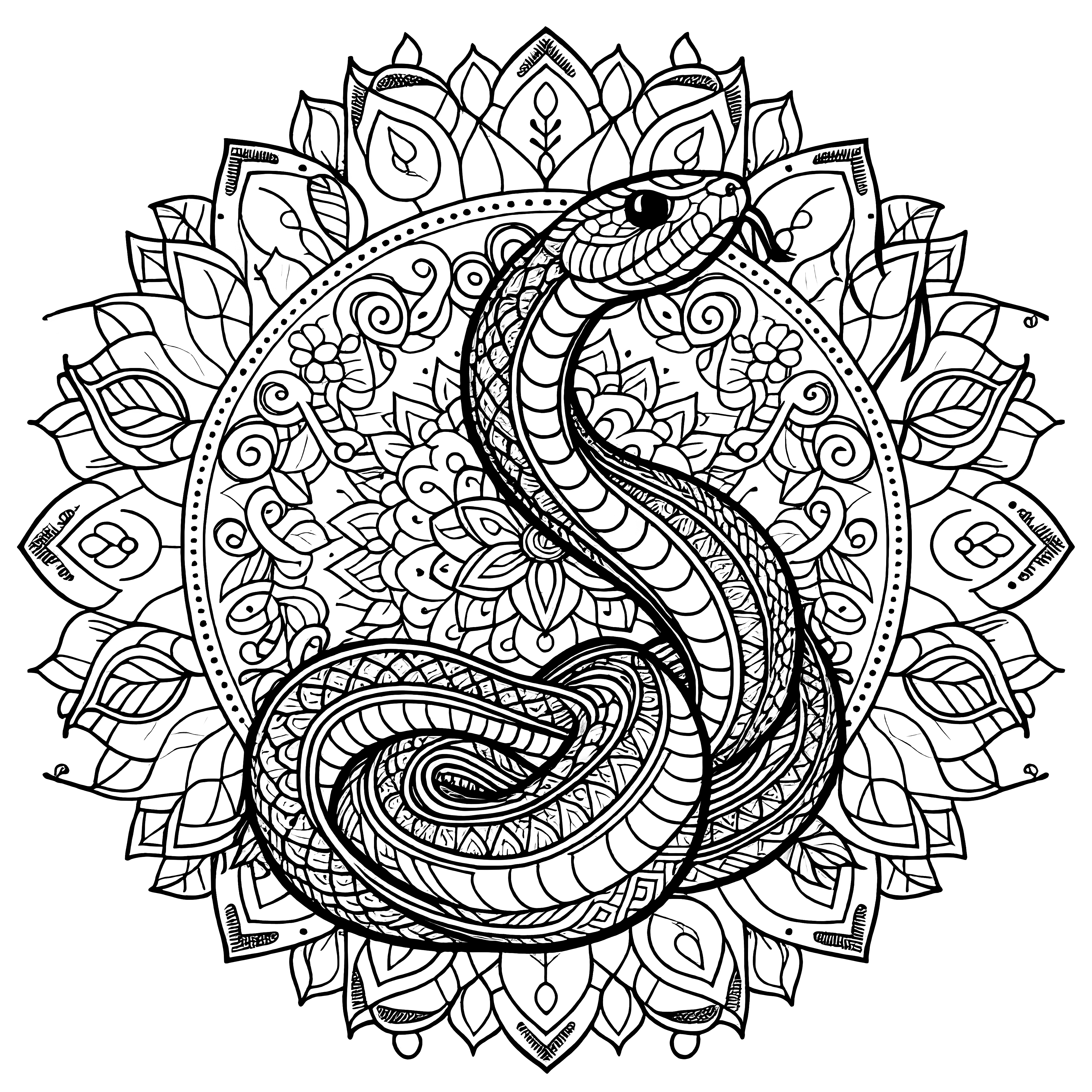 Mandala de serpiente simple: Para colorear e imprimir