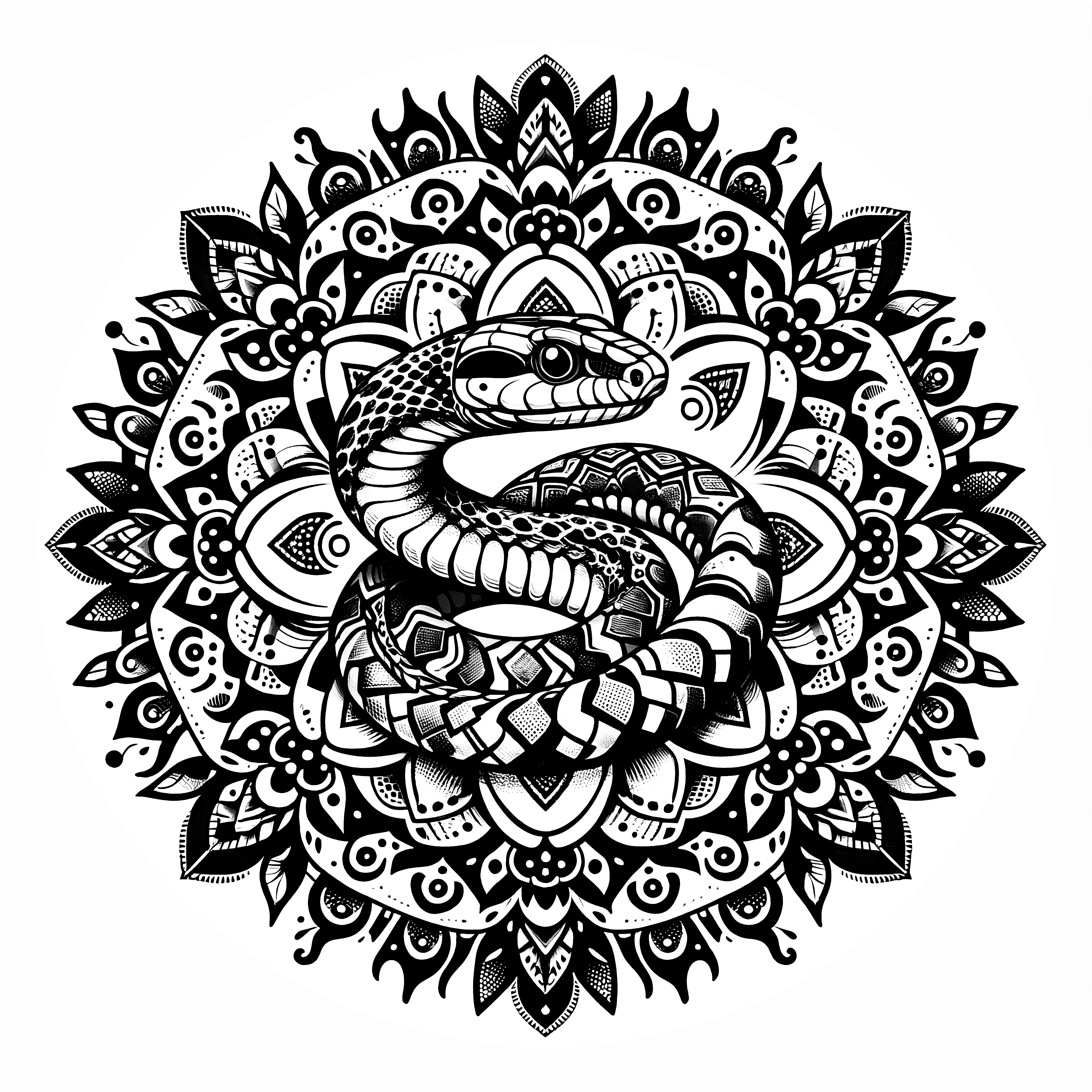 Mandala exotique de serpent : Gratuit à colorier