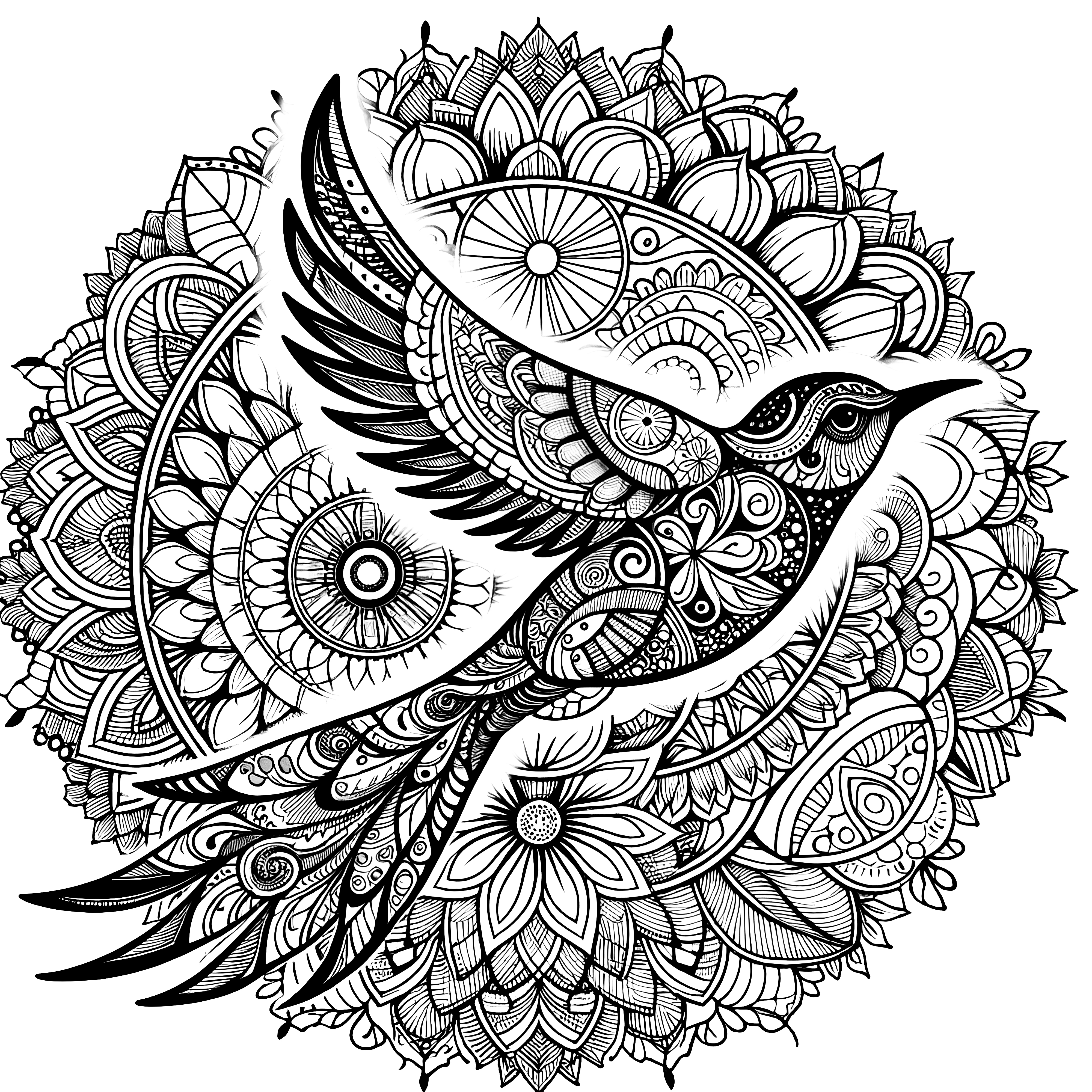 Mandala d'oiseaux exotiques : Gratuit à colorier