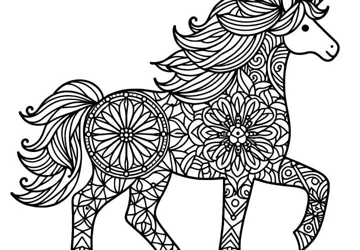 Mandala amical de licorne simple: Facile à colorier (Gratuit)