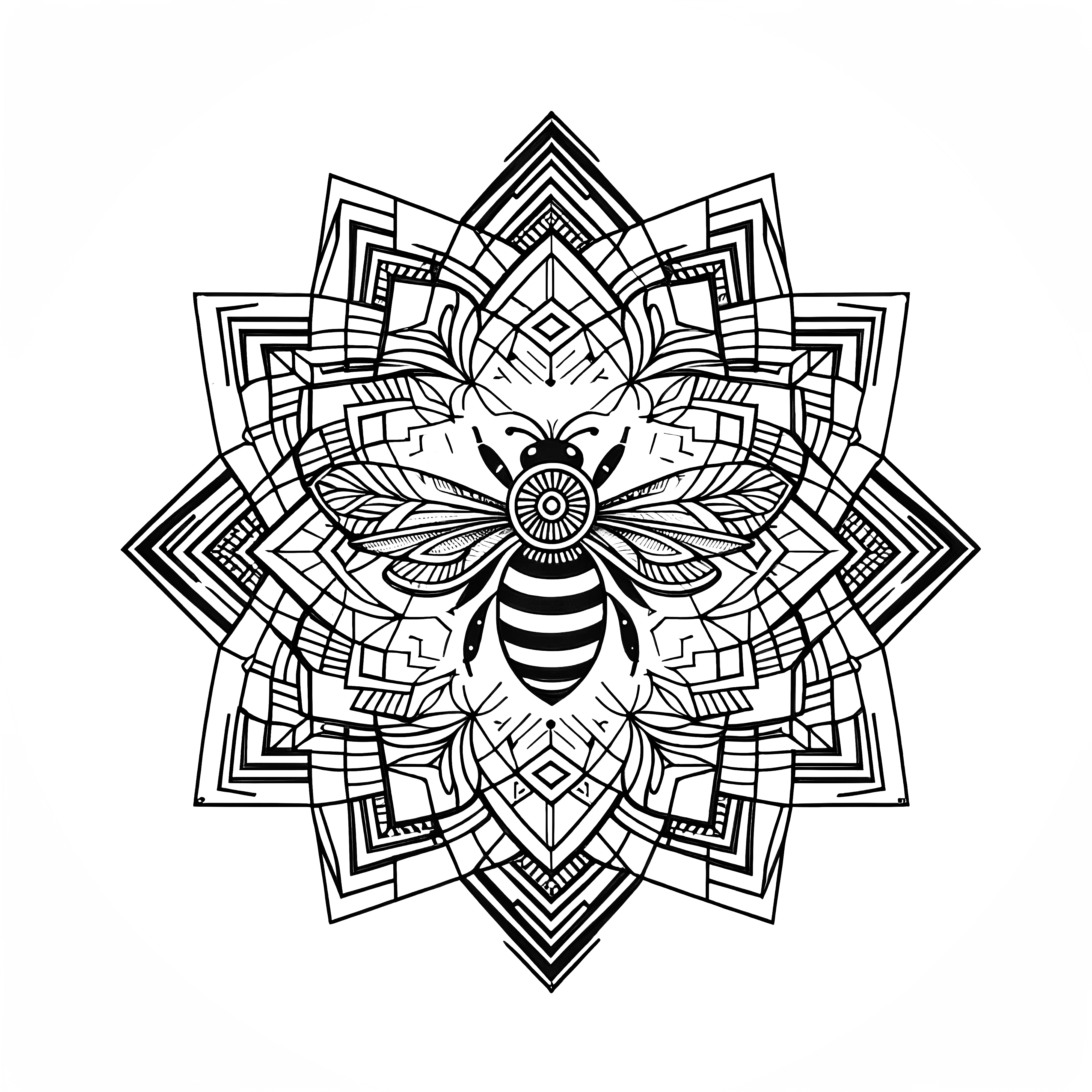 Mandala d'abeilles en pleine floraison : Coloriage