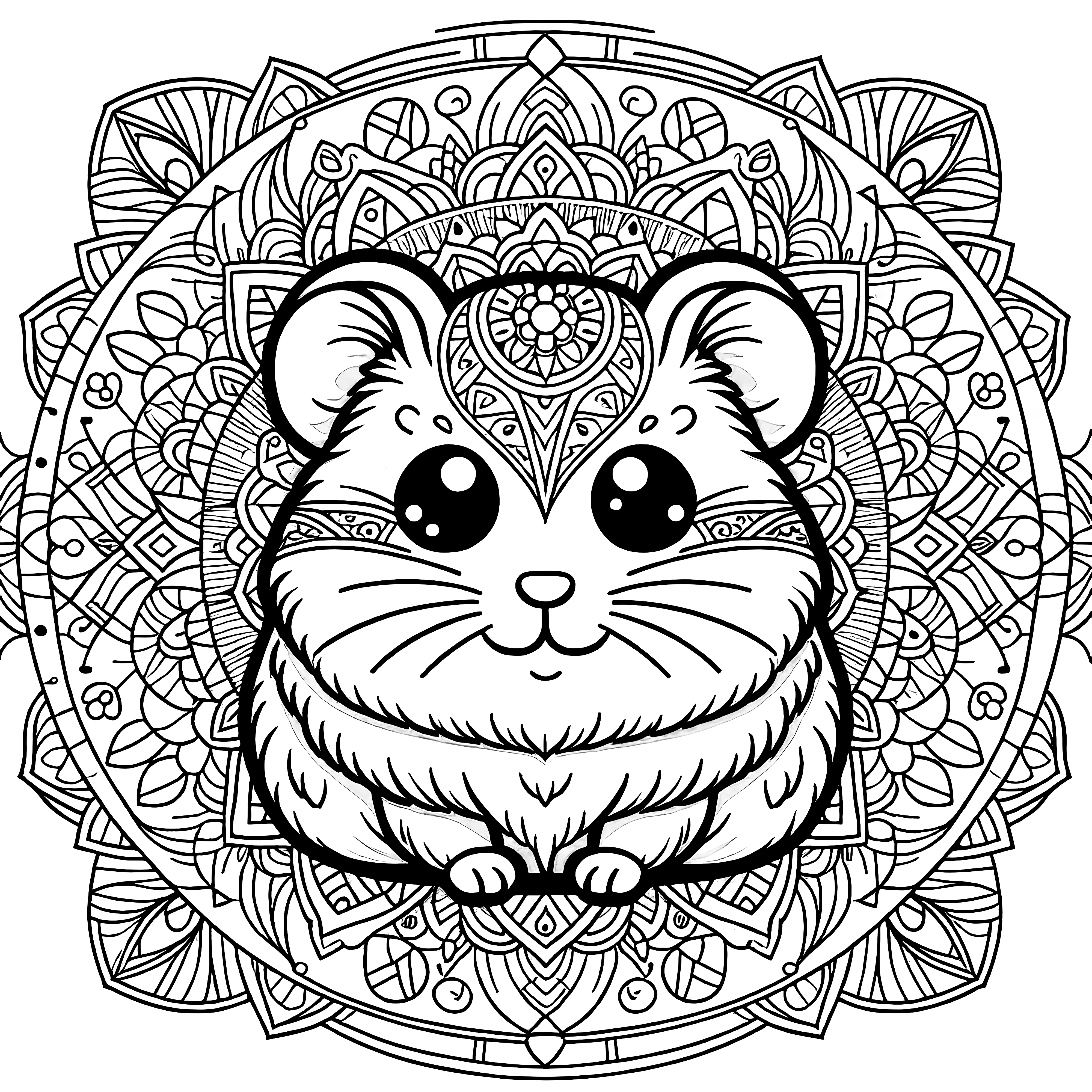 Hamster-vahşi hayvan-mandala yazdırılabilir