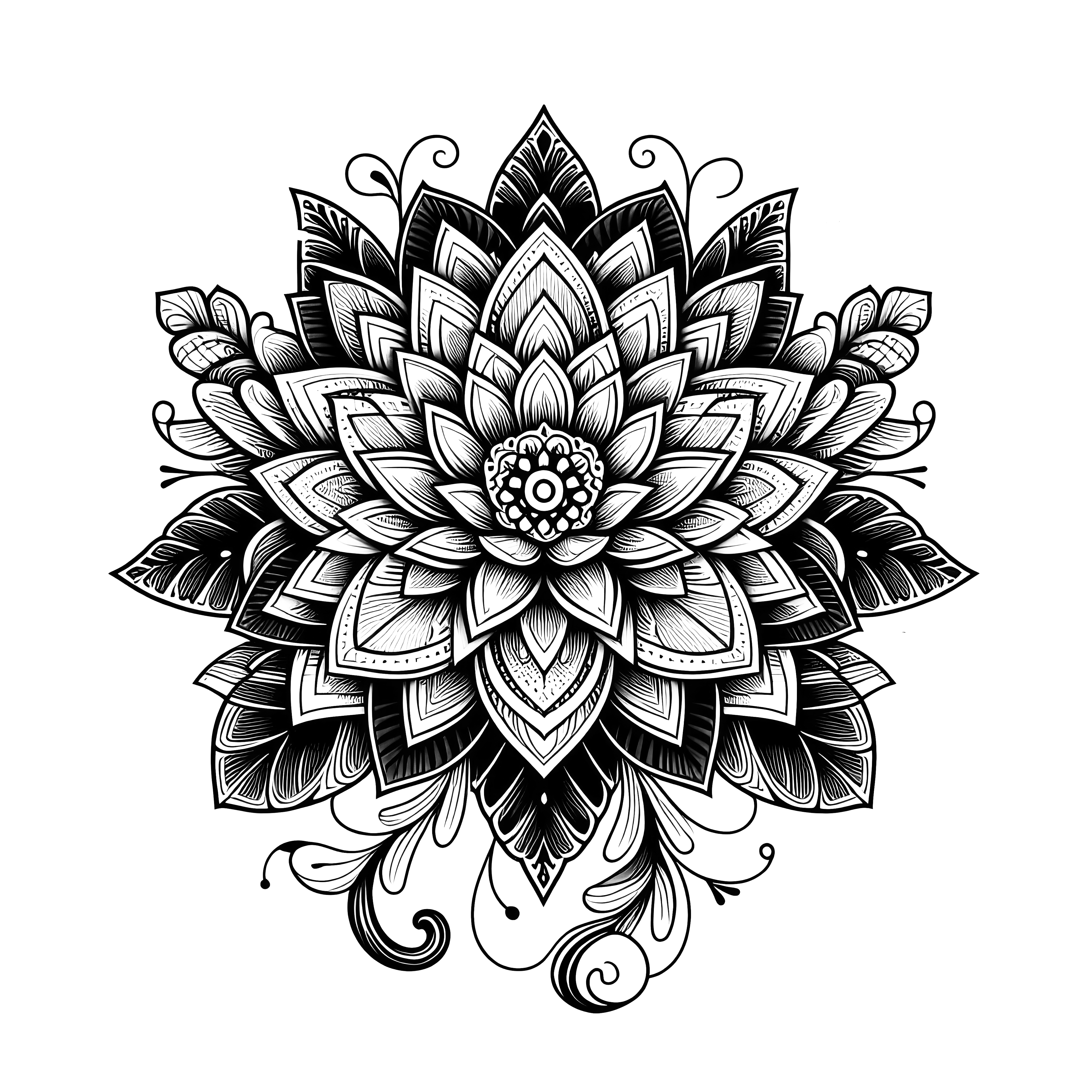 Flower mandala complex: 3D effect as a coloring template (Free)