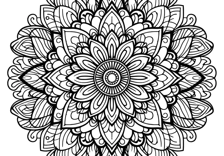 Intricate floral mandala: The perfect coloring picture from nature