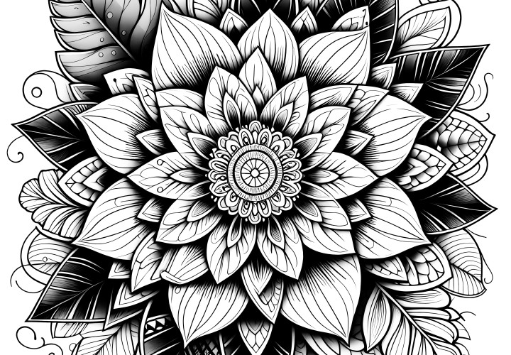 Enchanting flower mandala: Image for printing (Free)