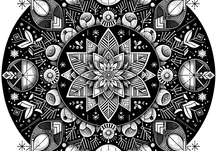 Symmetrical flower mandala: Geometric flower splendor for coloring