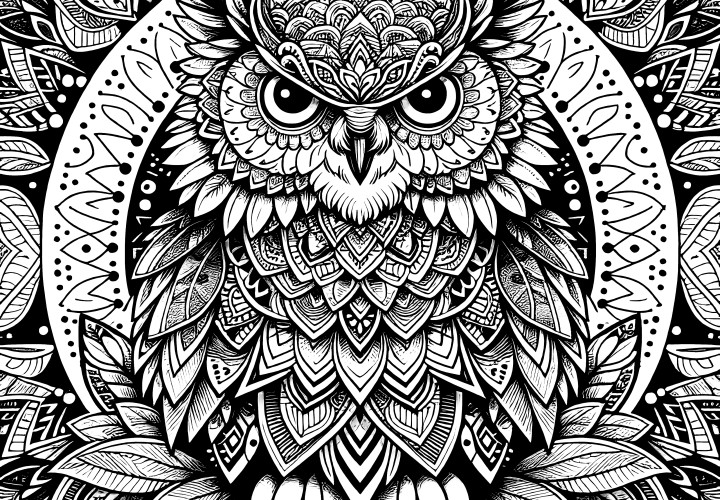 Mandala de hiboux spirituel complexe : Coloriage pour adultes (Gratuit)