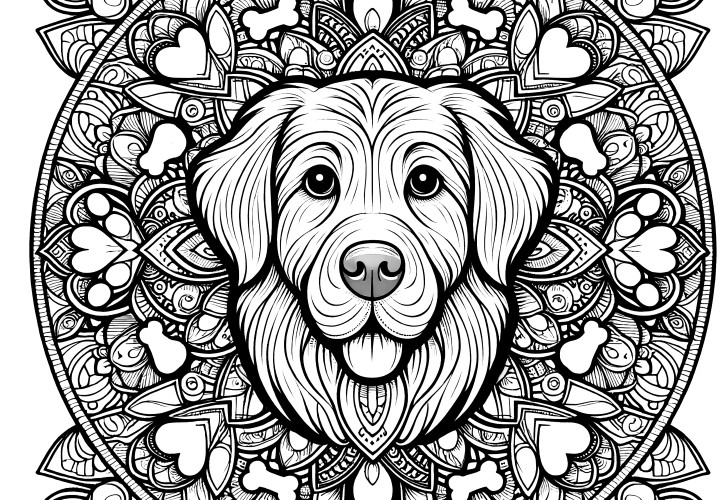 Spirituell hund-mandala: For voksne å fargelegge (Gratis)