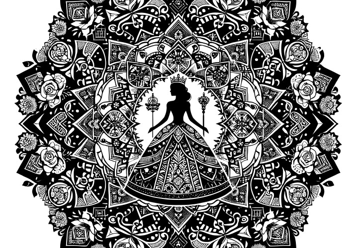 Mandala princesse mystique complexe : À colorier pour adultes (Gratuit)