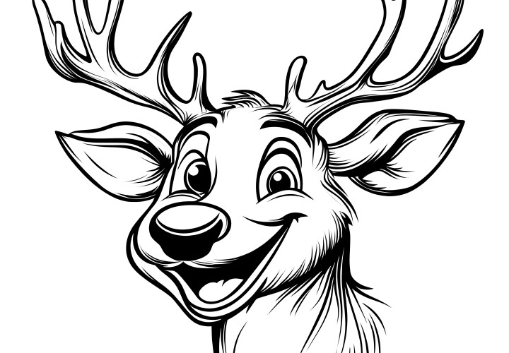 Friendly reindeer head - Download coloring picture for free