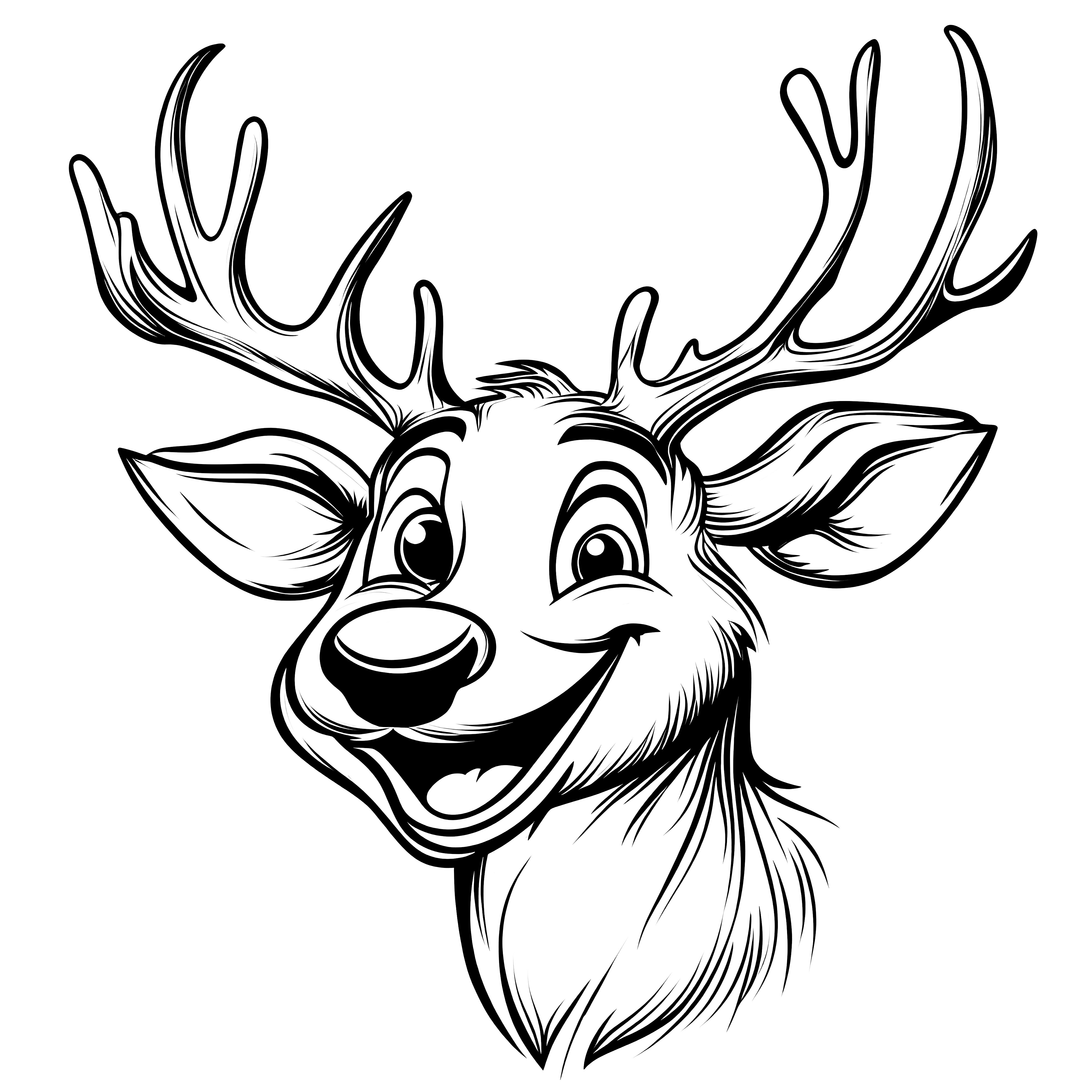 Friendly reindeer head - download coloring page for free